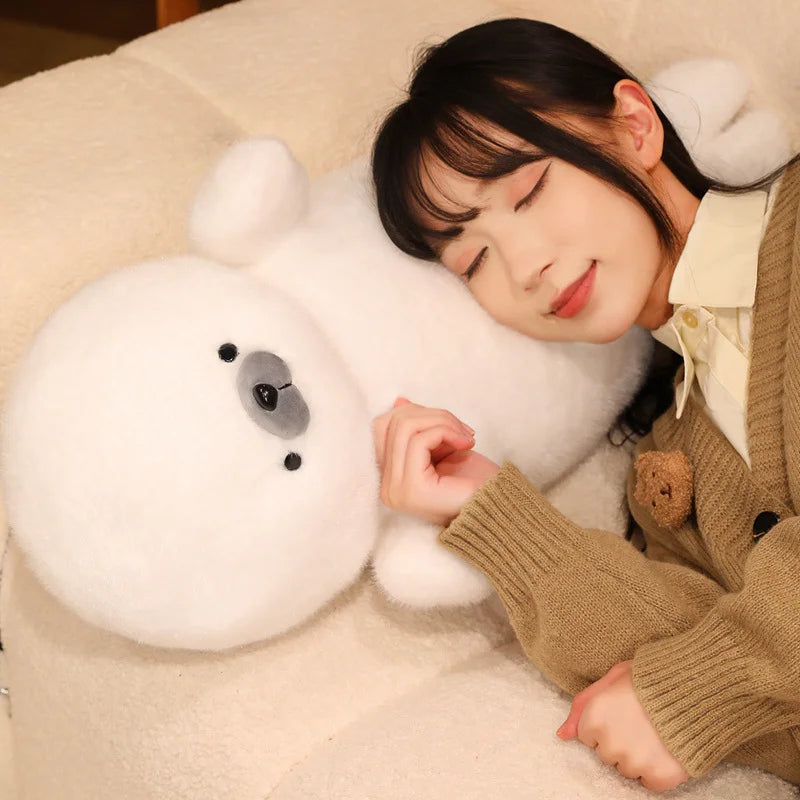 White Seal Plush Pillow – Long, Fluffy Animal Cushion