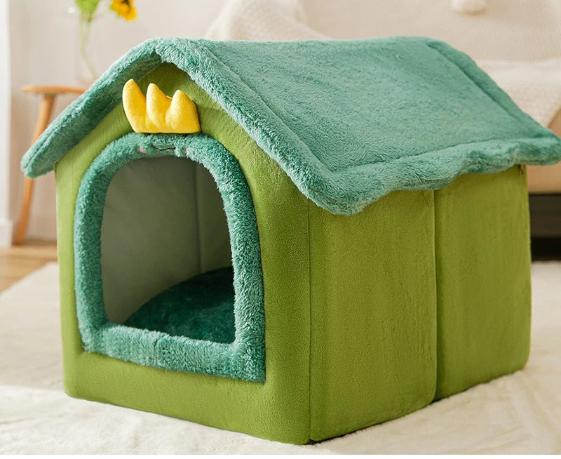 Soft Removable Pet Cave House Bed – Warm Kennel for Dogs & Cats, S–L