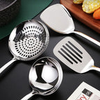 4-Piece 304 Stainless Steel Kitchen Utensil Set – Spatula, Soup Spoon & Frying Spatula