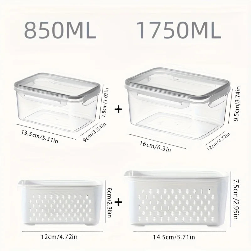 4-Piece Airtight Stackable Food Storage Container Set – Leakproof Meal Prep Boxes, Gray or Blue