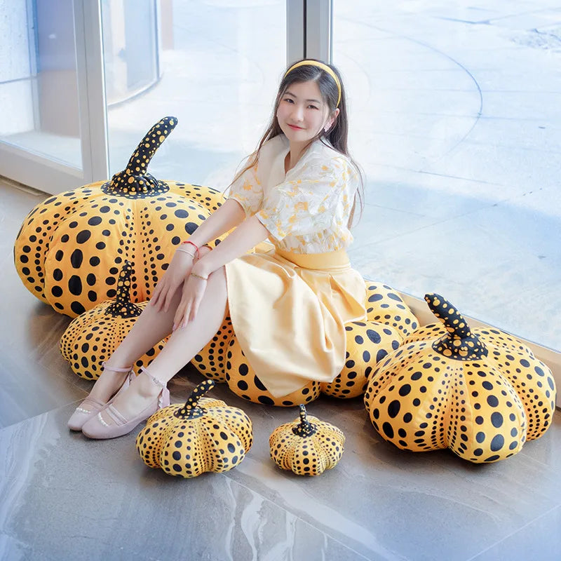 Polka Dot Pumpkin Plush Cushion Pillow | PP Cotton | 3 Colours | 3 Sizes 20–40cm