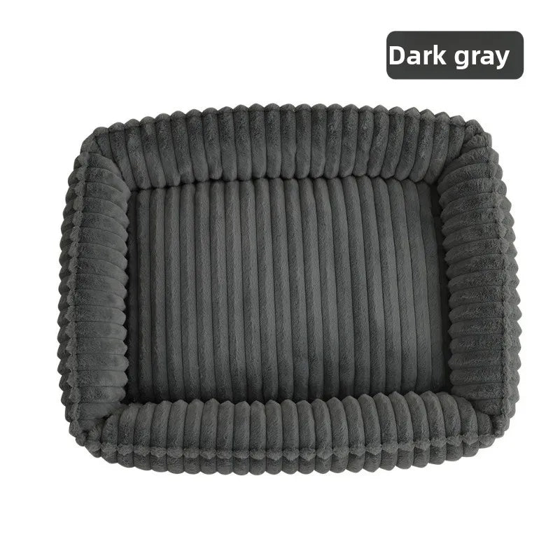 Rectangle Corduroy Pet Bed | Dogs & Cats | Washable Removable Cover | 6 Sizes
