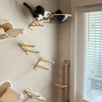 Wall-Mounted Wooden Cat Climbing Shelves – Modular Platforms, Scratching Posts & Hammock