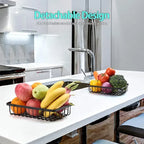 Detachable Stainless Steel Fruit Basket – Portable Bread & Fruit Bowl for Kitchen, Living Room & Desktop, Black or White