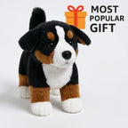 Lifelike Bernese Mountain Dog Plush Stuffed Toy | Breed-Accurate Tricolour | Long Fluffy Coat | Standing Pose | 25cm