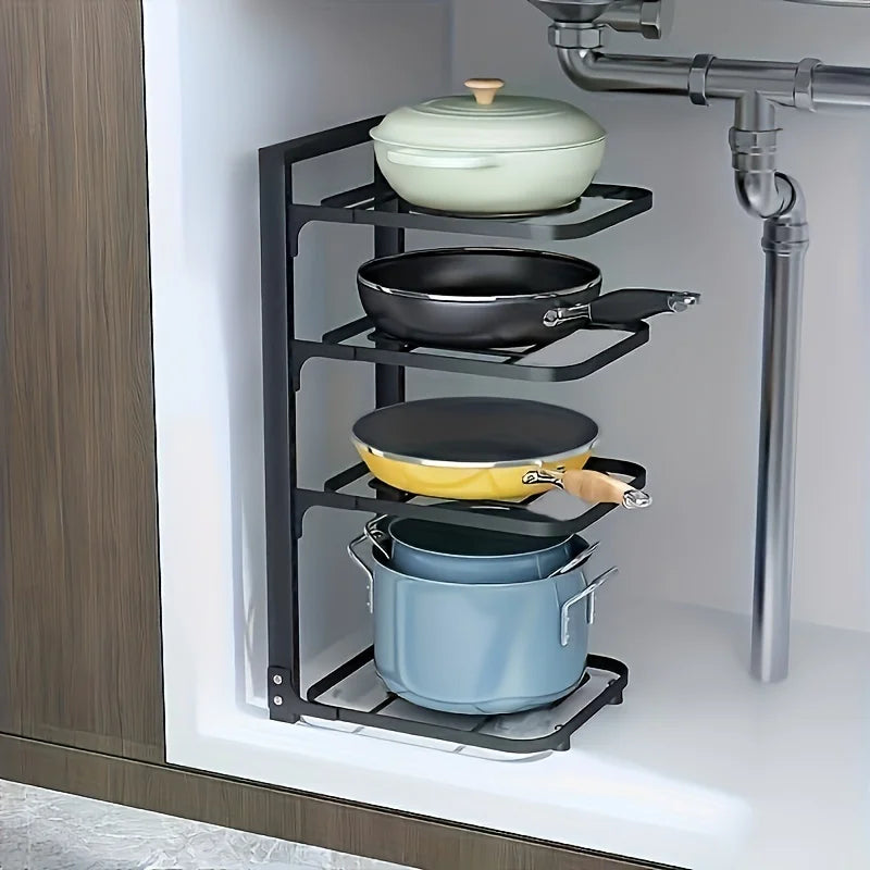 Multi-Tier Pot and Pan Organiser Rack – Carbon Steel, 2 to 5-Tier