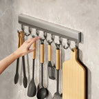 Wall-Mounted Aluminium Hook Rack – 4, 6, 8, or 10 Hooks for Kitchen & Bathroom