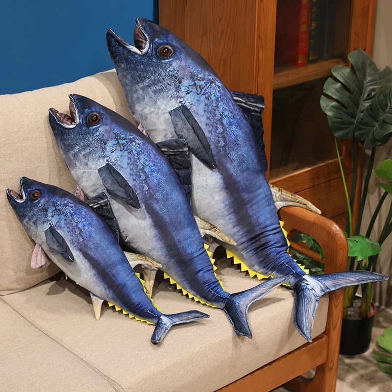 Lifelike Bluefin Tuna Simulation Plush Pillow | Photorealistic Printed Surface | Flat Cushion Format | 3 Sizes: 45, 70 & 90cm
