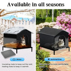 Insulated Cat House with Raised Stand and Cushion