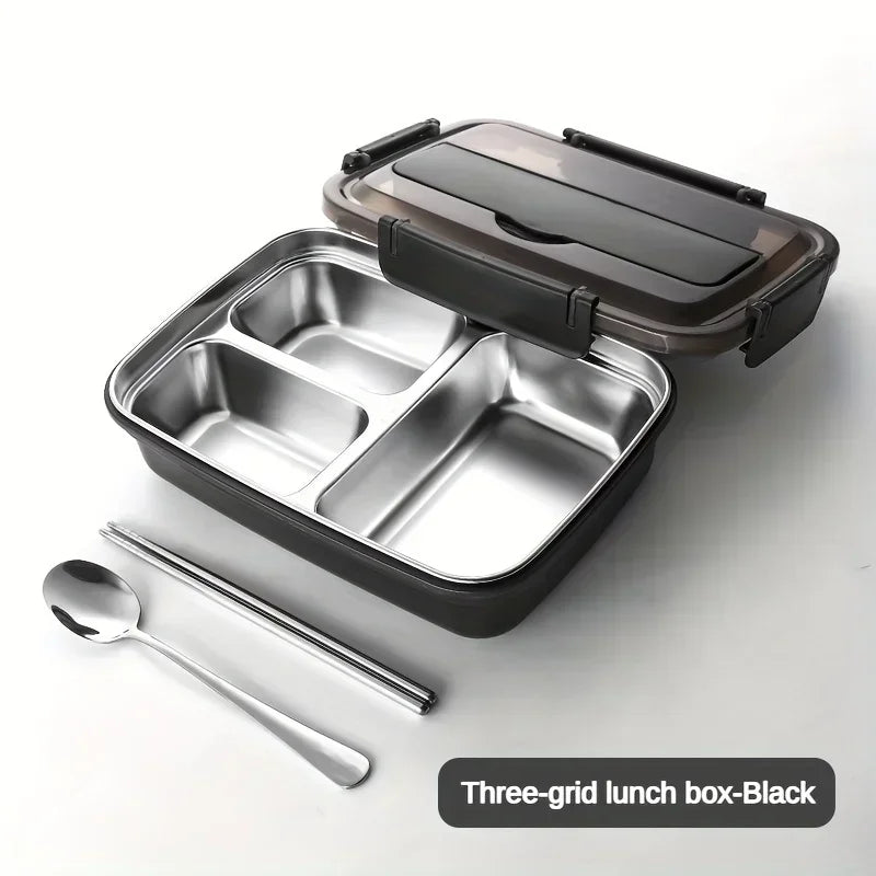 Stainless Steel Bento Lunch Box – 3-Compartment, Leakproof