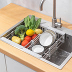 Adjustable Stainless Steel Sink Drain Rack – Over-Sink Utensil & Produce Storage