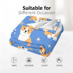 Blue Corgi Dog Fleece Throw Blanket for Sofa, Bed & Travel