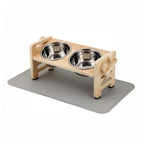Elevated Dog & Cat Bowls with Food Mat | 15° Tilted Stand | Stainless Steel