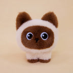 Kawaii Blob Cat Plush Desk Companion | Round Compact Body | Oversized Embroidered Eyes | 3 Coat Colours | 18cm