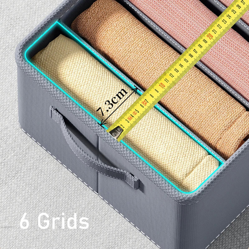 Foldable Clothes Storage Box with Grid Dividers – 6, 7, or 9 Compartments