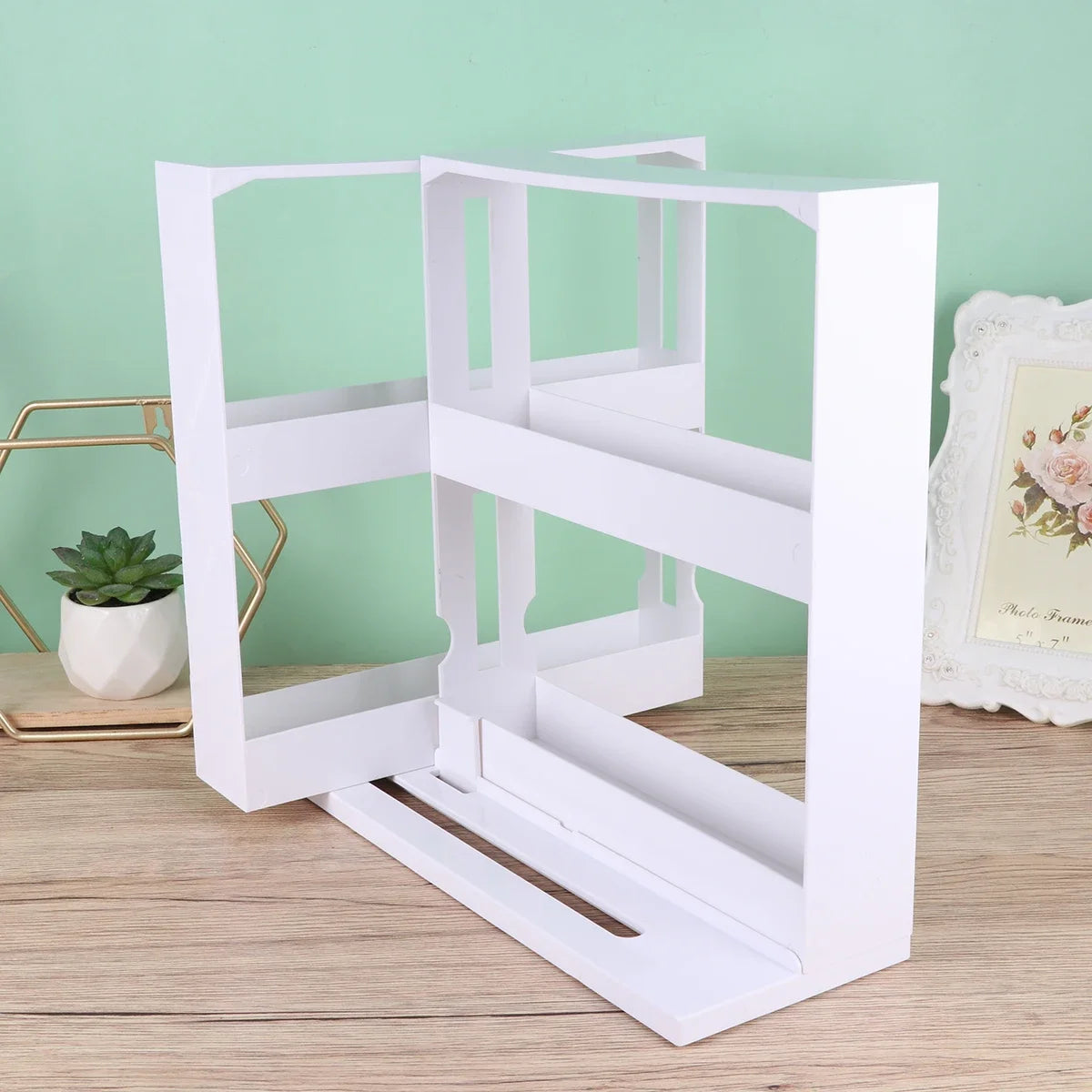 Rotating Spice Rack Organiser – 2-Tier Stackable Kitchen Storage Shelf