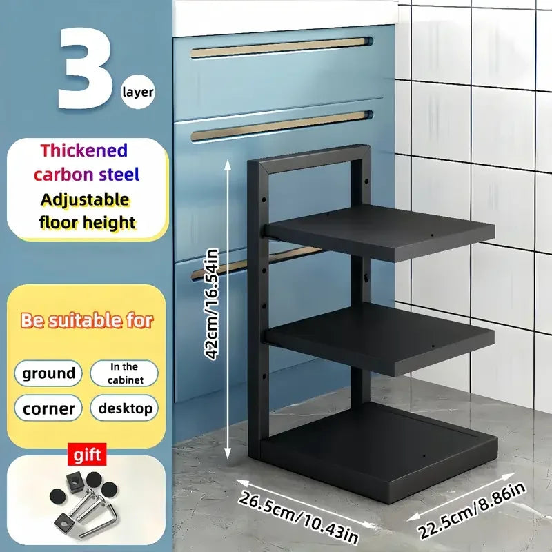Multi-Tier Pot and Pan Organiser Rack – Carbon Steel, 2 to 5-Tier