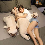 Kawaii Chubby Pug Body Pillow Plush | Cartoon Pug | Smooth Velboa Coat | Lying Prone | 2 Sizes: 50 & 60cm