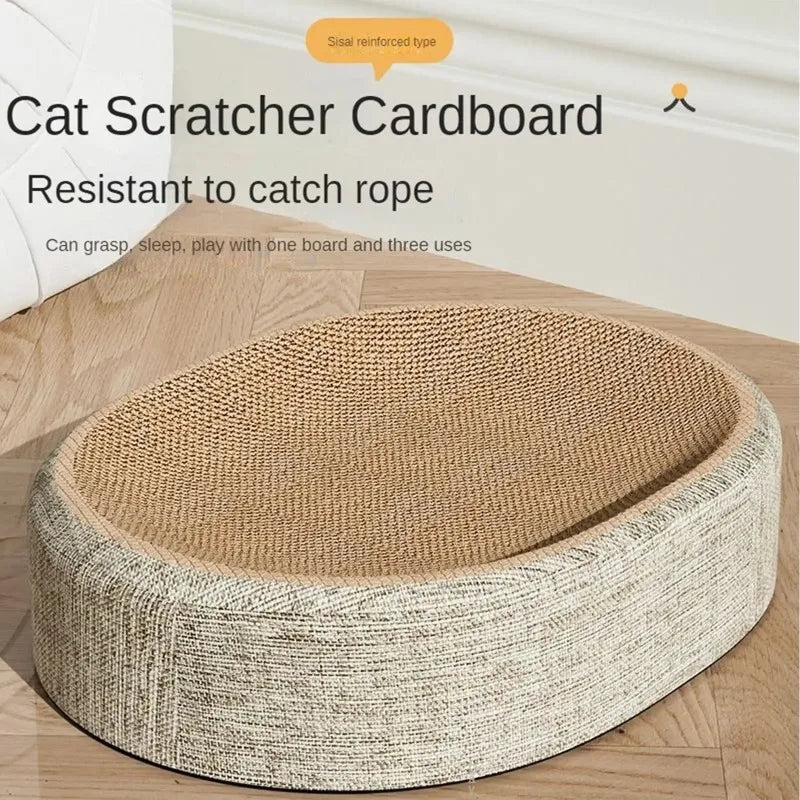2-in-1 Oval Cat Scratching Board & Lounge Bed | Corrugated Cardboard