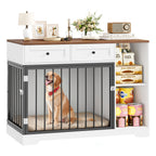 Wooden Dog Crate Furniture Cabinet – 120cm XXL Indoor Kennel with Drawers & Compartments