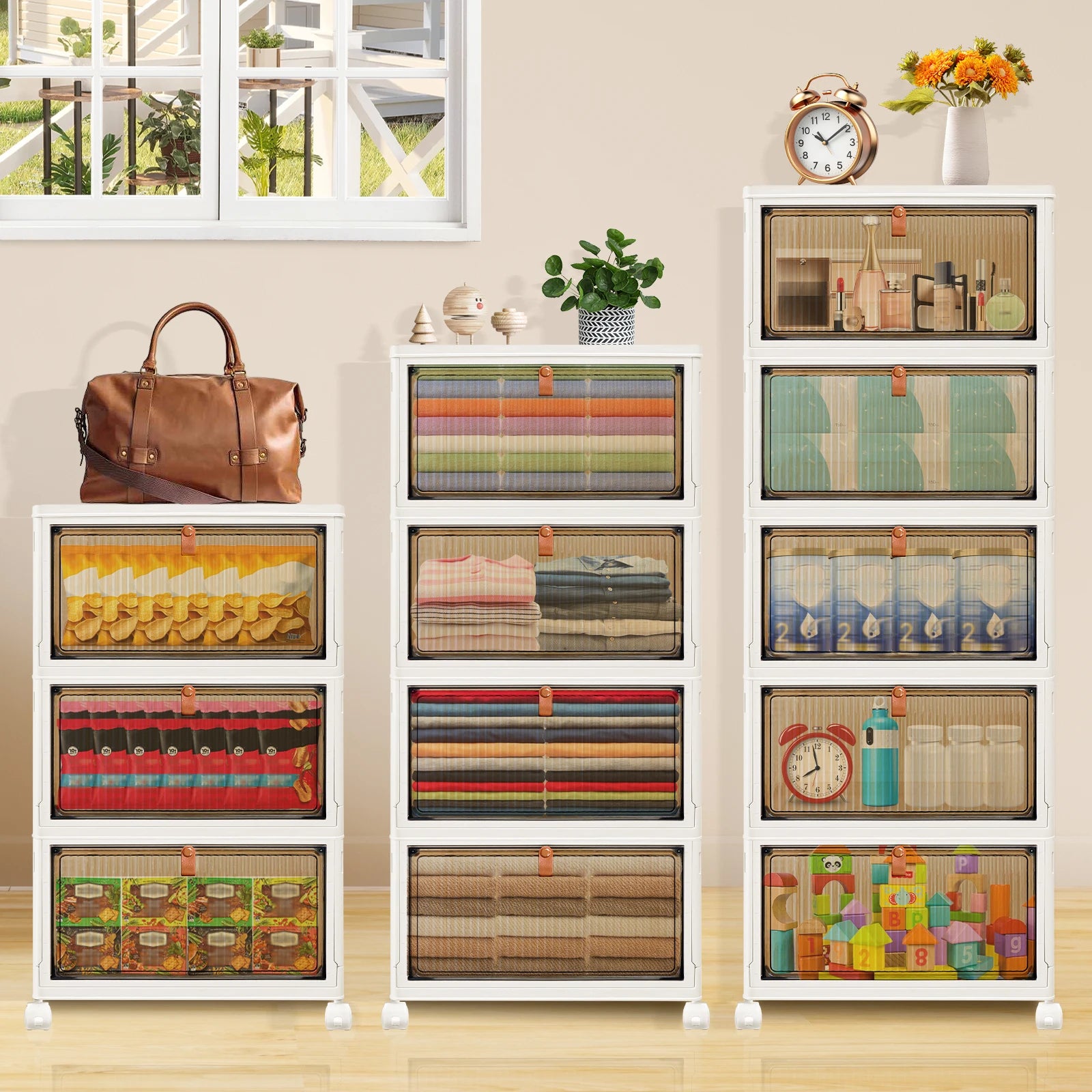 Stackable Storage Boxes with Lids & Lockable Wheels – 3, 4, or 5-Tier
