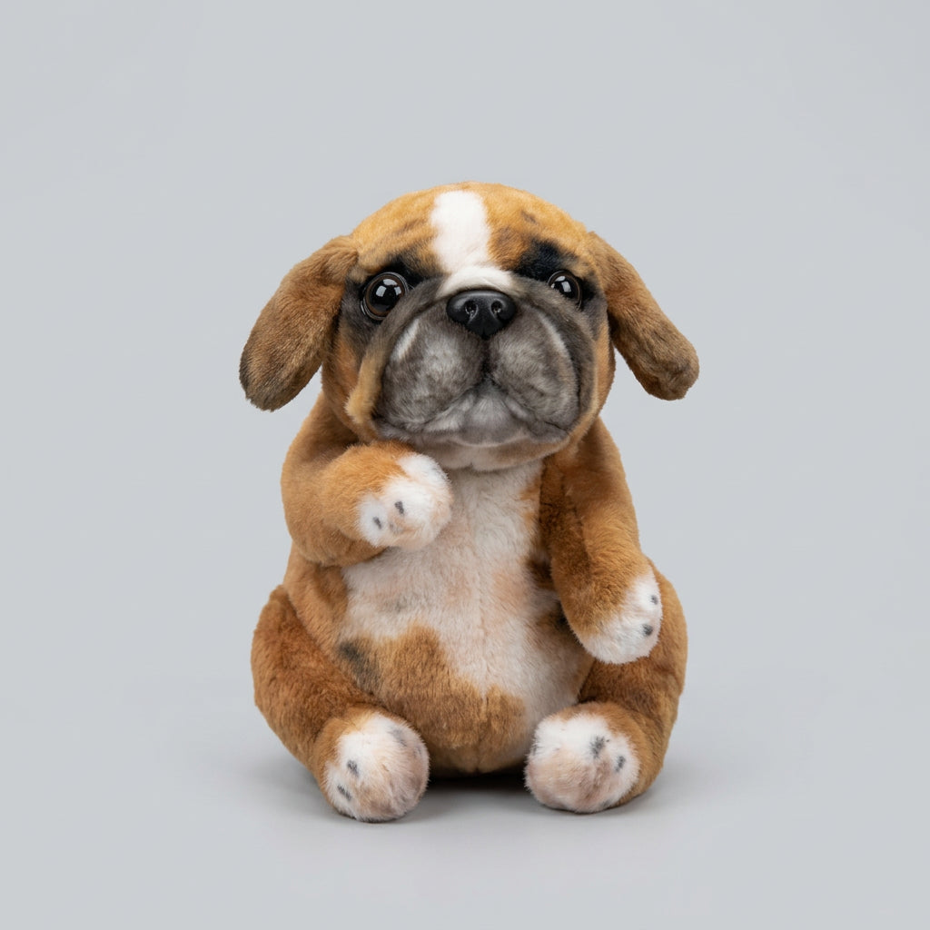 Lifelike English Bulldog Puppy Plush Stuffed Toy | 4 Coat Styles | Simulation Velvet | 20cm