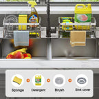 Stainless Steel Sink Caddy with Bar Basket – Sponge & Cleaning Tool Organiser