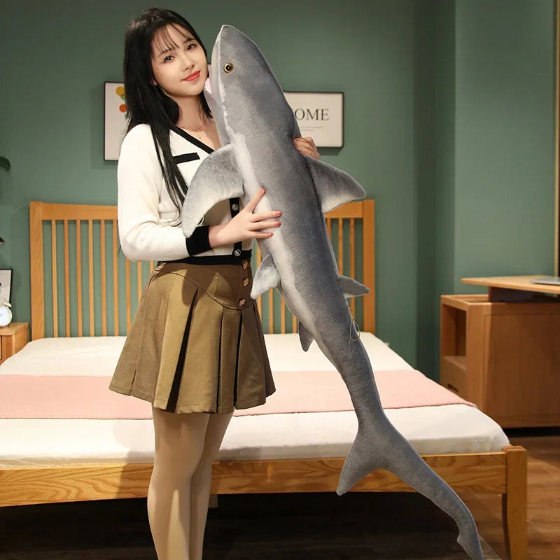 Giant Realistic Blue Marlin & Gray Shark Plush Pillow | Photorealistic Print | Long Sword Bill & Gill Slits | 60cm, 100cm & 140cm