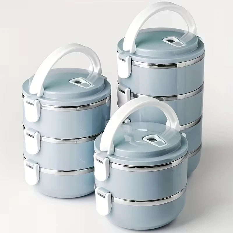 Multi-Layer Insulated Stainless Steel Lunch Bucket – Leakproof Bento Box with Lock Clasps, 2, 3 or 4 Layers