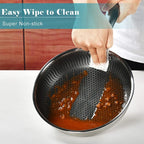 Stainless Steel Honeycomb Non-Stick Frying Pan with Glass Lid – All Cooktop Compatible