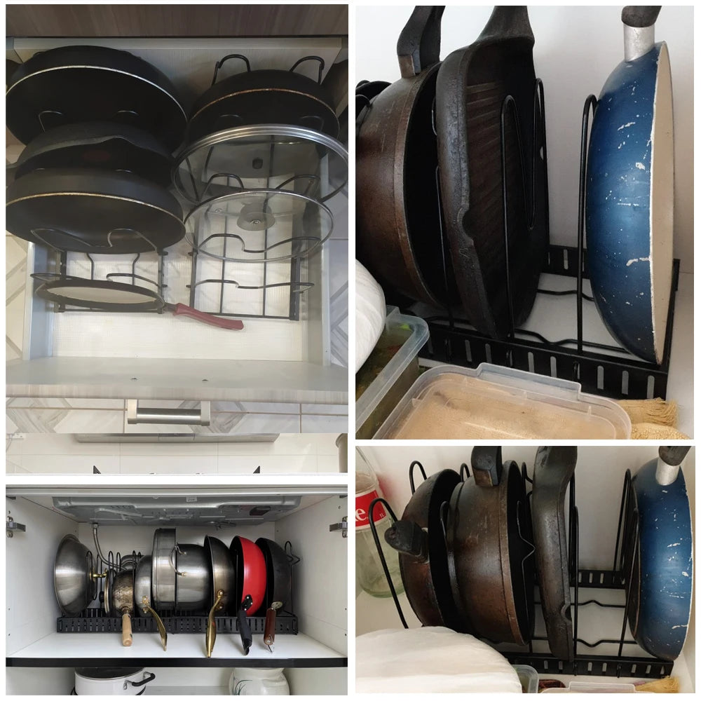 Adjustable Pot and Pan Organiser Rack – 7 or 12-Layer Kitchen Storage