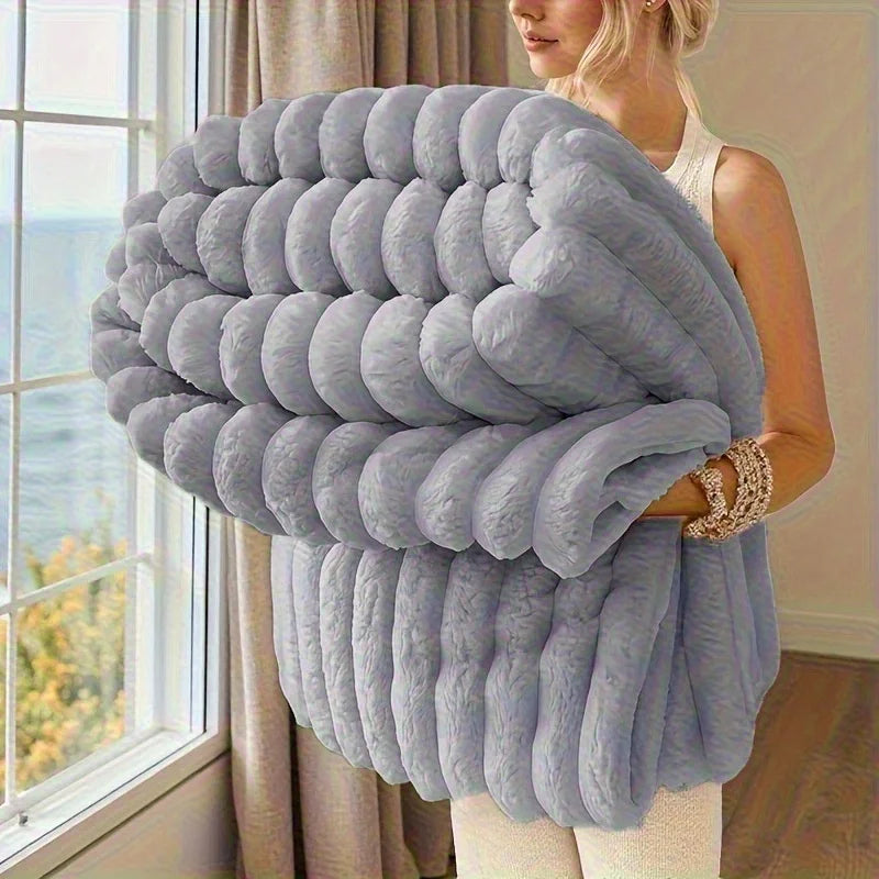 300GSM Bamboo Fibre Knitted Throw Blanket – Anti-Pilling, All-Season, 6 Colours