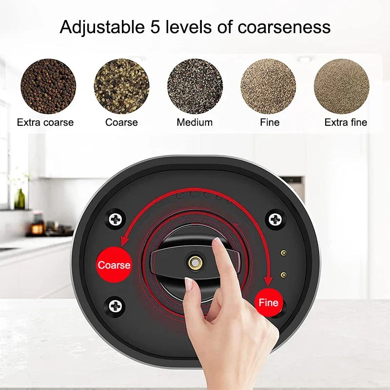 Electric Salt & Pepper Grinder Set – USB Rechargeable, LED Light, Adjustable Coarseness
