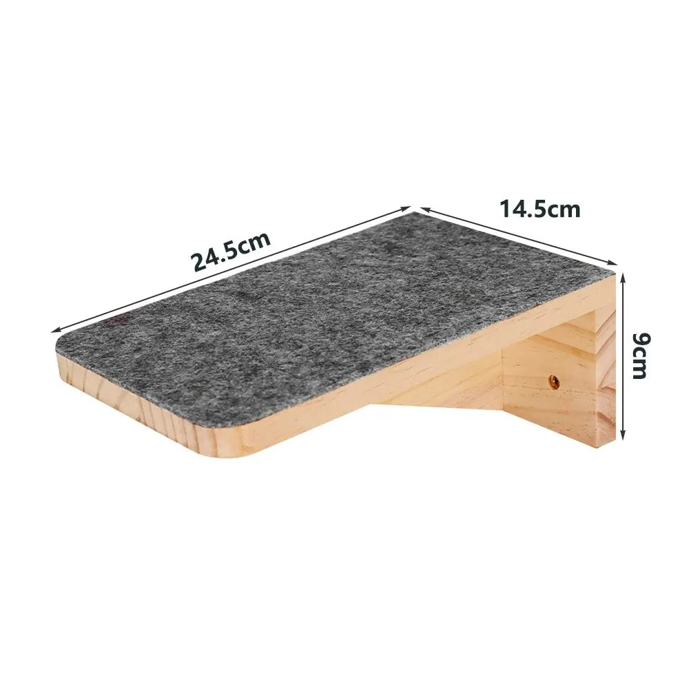 Wall-Mounted Wooden Cat Climbing Shelves – Modular Platforms, Scratching Posts & Hammock