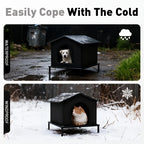 Insulated Cat House with Raised Stand and Cushion