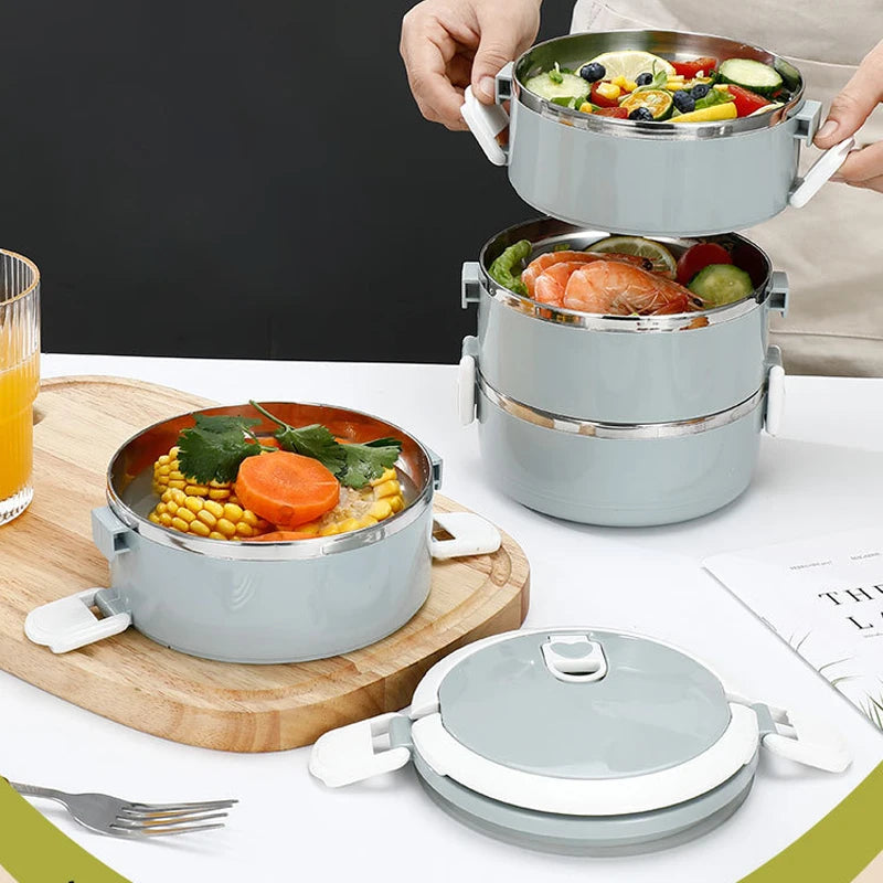 Multi-Layer Insulated Stainless Steel Lunch Bucket – Leakproof Bento Box with Lock Clasps, 2, 3 or 4 Layers