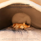 Warm Removable Washable Pet House Bed – Windproof Cave for Dogs & Cats, 5 Sizes
