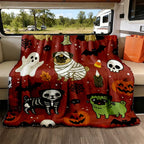 Halloween Character Flannel Throw Blanket for Sofa & Bed Decor