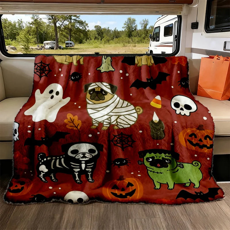 Halloween Character Flannel Throw Blanket for Sofa & Bed Decor