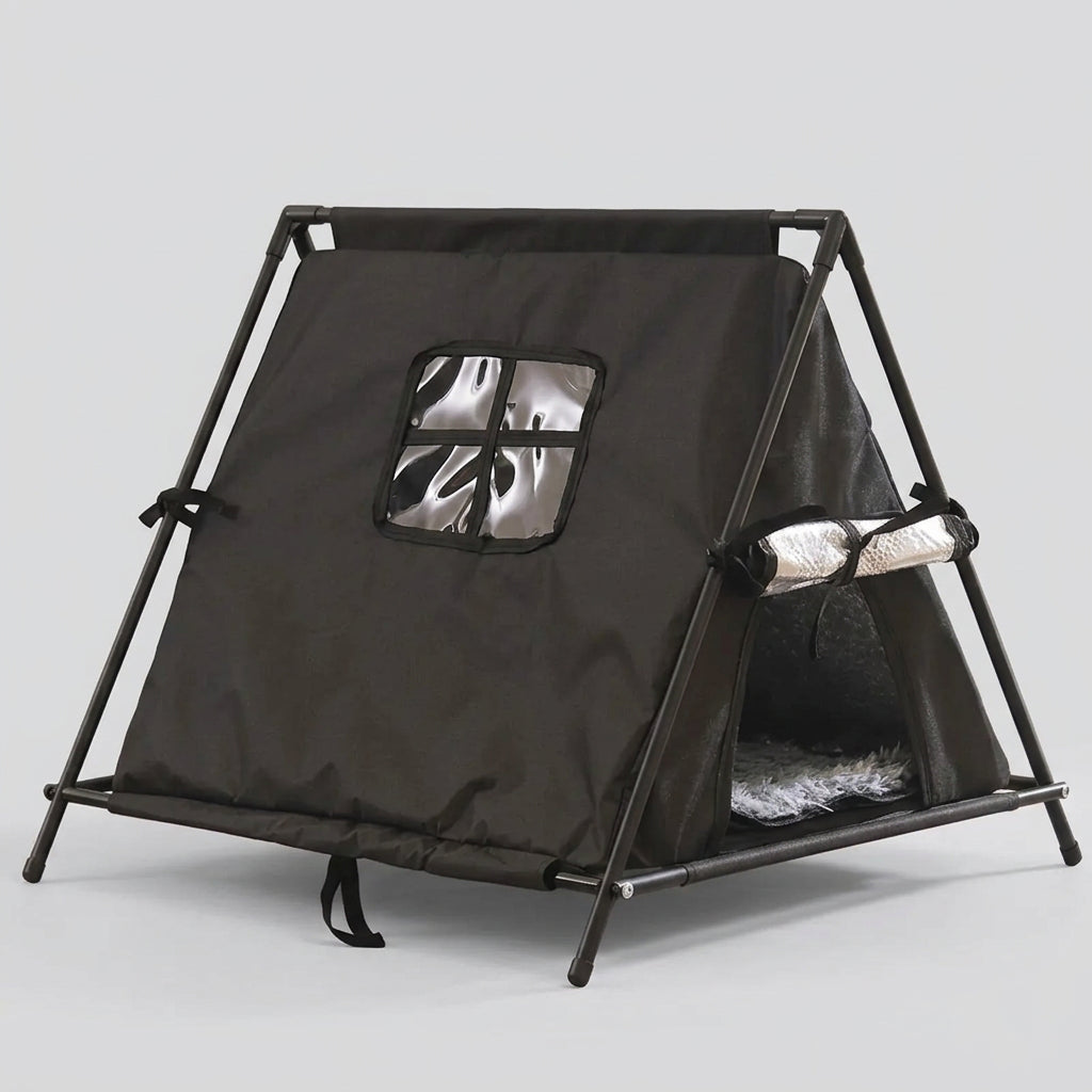 A-Frame Cat Tent House with Door Curtain