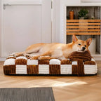 Orthopedic Dog Bed | Corduroy Plaid | High-Density Foam | Pillow Included | 2 Sizes