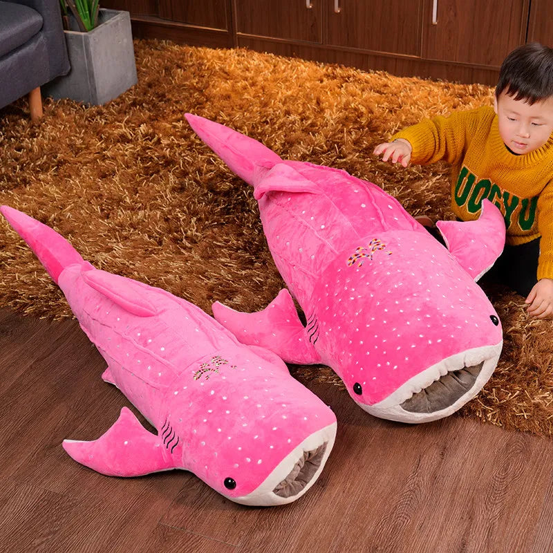 Whale Shark Plush Stuffed Body Pillow | White Spot Pattern | Wide-Open Mouth Detail | 3 Colours | 4 Sizes: 55–125cm