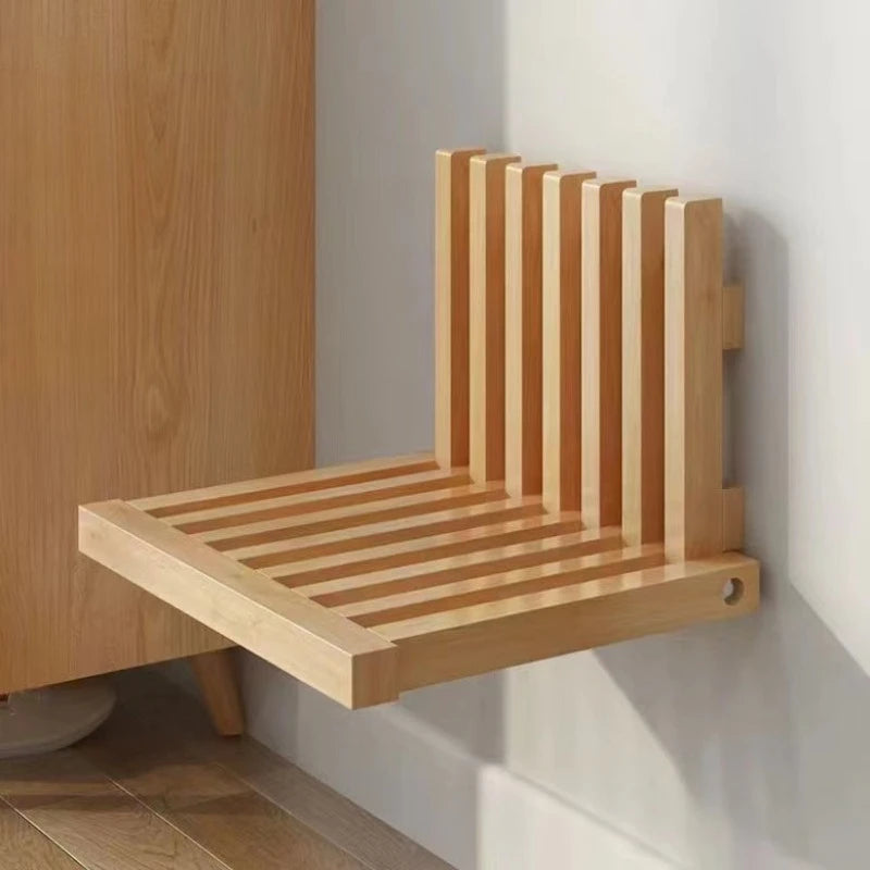 Wall-Mounted Fold-Down Shoe Bench | Solid Wood | Space-Saving | 2 Colours