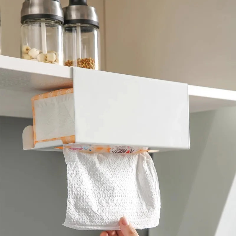 Hanging Paper Towel Holder – No-Drill, Cabinet Door, Space-Saving