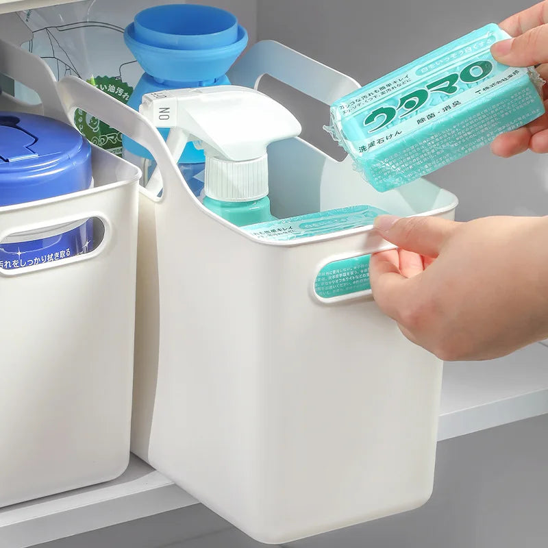 Under-Sink Cabinet Organiser Baskets – Multi-Purpose Plastic Storage, 2 or 3 Pack, Clear or White