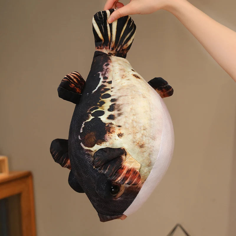 Pufferfish Plush Pillow with Realistic Fish Details