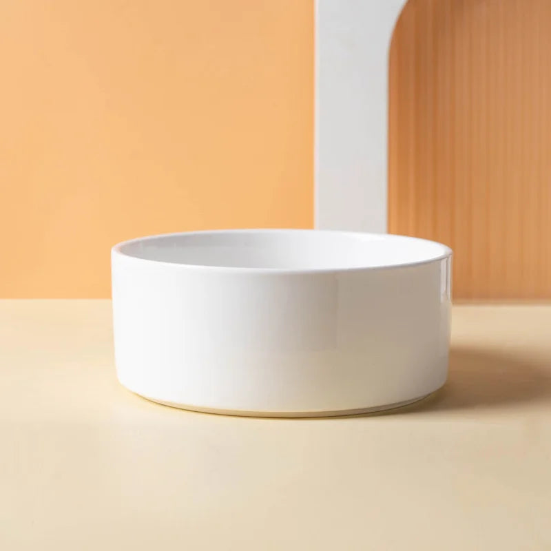 Ceramic Dog & Cat Bowl with Wooden Mat | Wide Mouth | 18 Styles