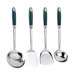 4-Piece 304 Stainless Steel Kitchen Utensil Set – Spatula, Soup Spoon & Frying Spatula