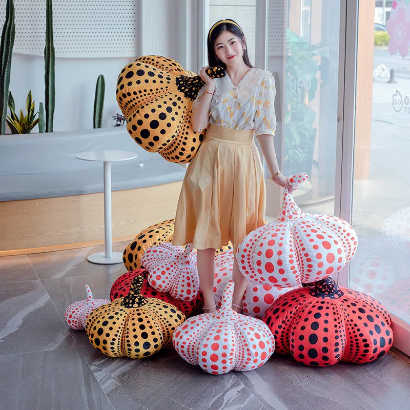 Polka Dot Pumpkin Plush Cushion Pillow | PP Cotton | 3 Colours | 3 Sizes 20–40cm