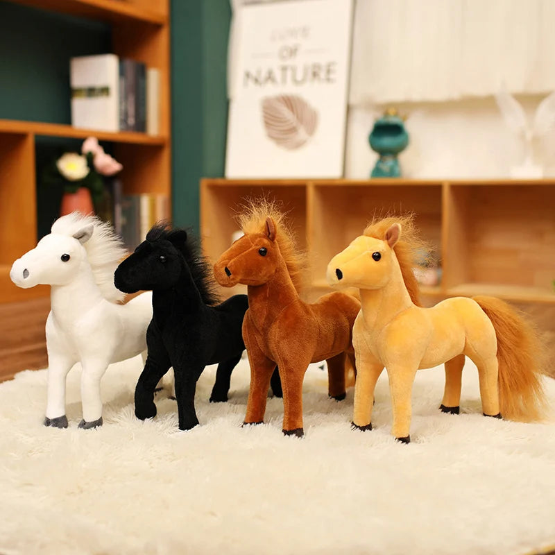 Realistic Horse Plush Stuffed Animal | Cotton | 4 Colours | 3 Sizes 20–40cm